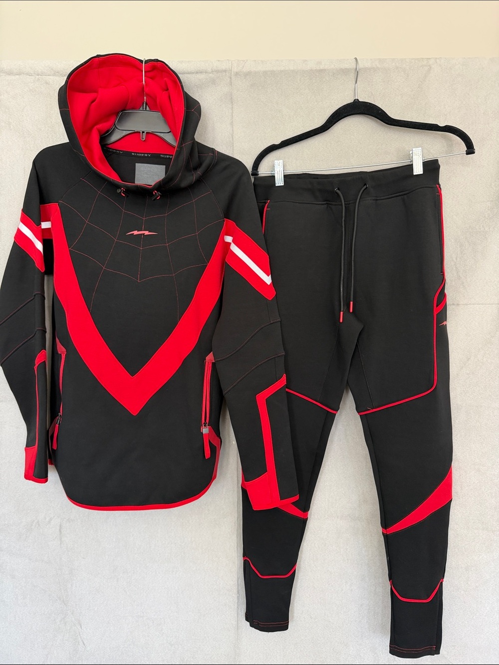 💥SUPERX Black and Red SpiderMan Inspired Hoodie & Jogger Set 🕷️BRAND NEW!!